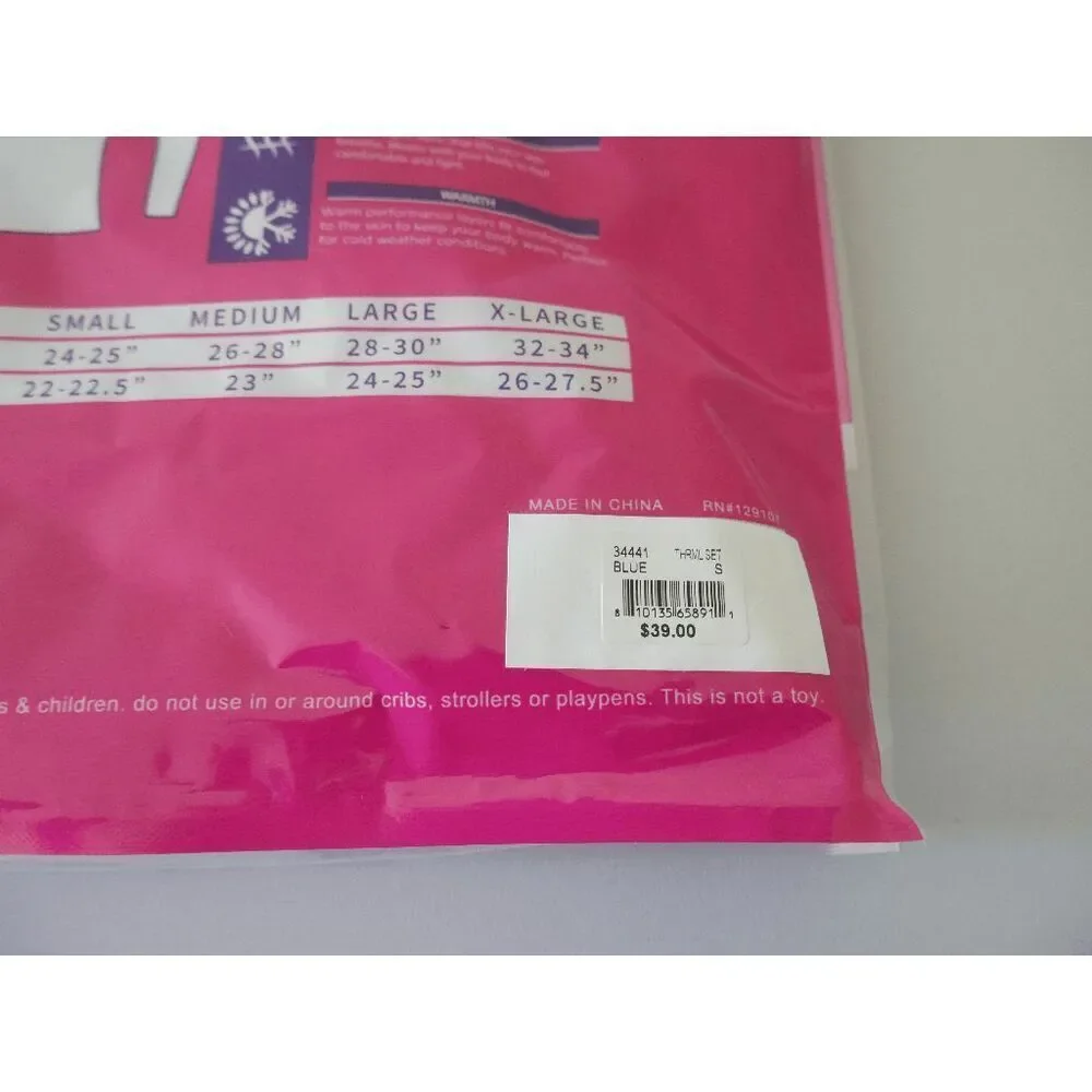 GO UNDER Girls 2PC Thermal Set PINK Base Layer Ultra-Soft Size S 6/6X